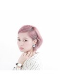フラミンゴカラーショートボブカット