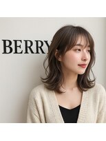 ヘアーズ ベリー 香椎店(hairs BERRY)&nbsp;【韓国風】似合わせミディ×顔周りレイヤー×オリーブベージュ