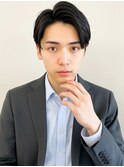 ビジネス清潔感メンズパーマ七三分け爽やかビジネスツーブロック