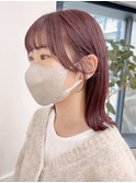韓国ピンクカラー×美髪ボブミディアムストレート横浜/東神奈川