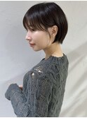 前髪あり耳掛け丸みくびれショートボブ20代30代40代50代(蘭)