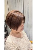くせ毛カット、艶々髪質改善カラーショートボブ