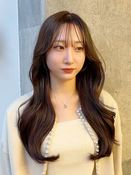 ミリ(mm) レイヤーカット/くびれヘア/マロンベージュ/韓国風ヘア