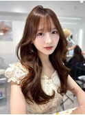 C107透明感ダブルカラーベージュ韓国レイヤーカットくびれ巻き