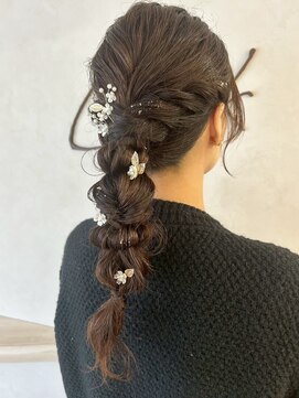 ヘアセット/お呼ばれヘア/編み下ろし/ふわふわアレンジ/平塚 