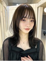 リンクエン(Link enn) くびれミディ/暗髪透明感カラー/顔周りカット