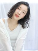暗髪 黒髪 無造作切りっぱなしボブ＊marche田嶋