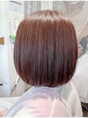 20代30代ミニボブココアブラウン小顔美肌ストレート丸み