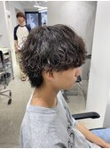 波巻きツイストスパイラルメンズウルフツーブロックメンズパーマ