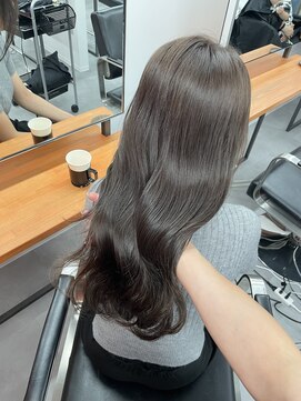 レブ 三条河原町(Reb,) ブリーチなしダブルカラーレイヤーカットミルクティーベージュ