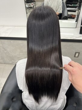 ジーニーホリエ(Geniee horie) 髪質改善XアッシュブラックX縮毛矯正Xレイヤーロング