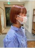 Say.ショートボブチェリーブラウン地毛風ストレートミニボブ青山