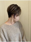 レイヤーカット、おしゃれハイライト、白髪ぼかし