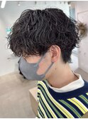 再現性高い波巻きスパイラルパーマ×刈り上げマッシュ