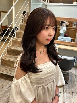 エクテ(ecouter) 暗髪暖色ピンクブラウンカラー韓国巻きくびれヘア