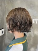 (北谷) カーキベージュ×ボブパーマでつくる大人ニュアンスヘア