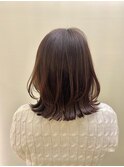 チェリーブラウン くびれヘア ミディアムヘア