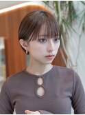グレーベージュ/20代30代/大人かわいい/ショートボブ/小顔/前髪