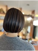 ・ブリーチなしアンブレラカラーデザインのボブ・