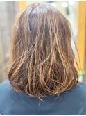30代40代50代ハイライトアッシュベージュ脱白髪染めくせ毛風