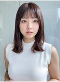 小顔 前髪 レイヤーカット くびれヘア ハイライトカラー"