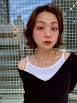 ベイルーム(BAYROOM by HONEY omotesando)&nbsp;ウエーブパーマボブ/かき上げ/アプリコットオレンジ/髪質改善2