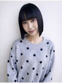 切りっぱなしボブ黒髪ボブタッセルボブ韓国風ボブ