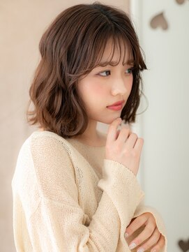 カバーヘア ブリス 上尾西口店(COVER HAIR bliss) フレンチバングブリーチなし抜け感ゆるふわボブパーマ20代30代X