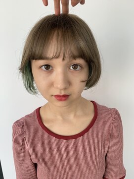 アンドスタイル(&style) 【大名店　江藤】オリーブベージュ　インナーカラーグリーン