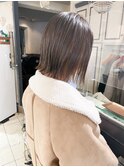 切りっぱなしボブ 外ハネボブ チョコレートベージュ