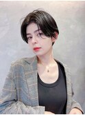 大人ショート 前下がり ハンサム 刈り上げ 前髪なし K1105