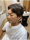 50代/60代/イケオジ/オシャレ/センターパート/ニュアンスパーマ