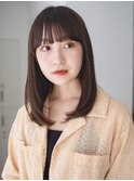 ワンカールミディアム　黒髪　前髪パーマ　ワイドバング