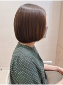 大人かわいい☆柔らかい丸みを残した前上がりボブ♪縮毛矯正