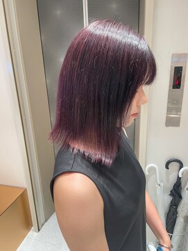 ロンドシェリ 仙台(Lond Cheri) ブリーチなしダブルカラー ラベンダーピンク ボブ 髪質改善