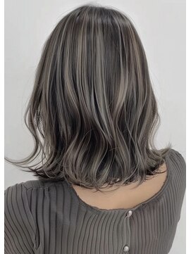 ネックス 表参道本店(nex) デザインカラーレイヤーカットウェットヘアオリーブベージュ白髪