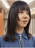 ミディアムレイヤーハッシュカットレイヤーカットレッドブラウン