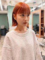 ググシーカ(GuGu SiiKA)&nbsp;ボブ　オレンジ　暖色カラー　切りっぱなしボブ　ダブルカラー