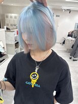 ツキ 横浜店(tuki) インナーカラー ペールブルー×ペールピンク