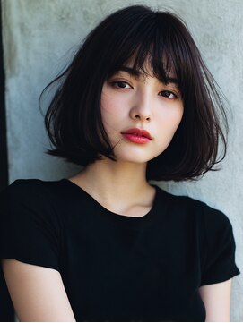 ロッソ 大橋店(Rosso) 黒髪のふんわりあごラインボブ【大橋】