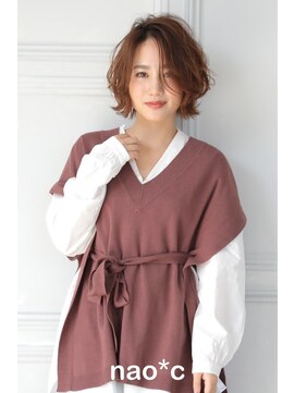 ナオシ 田原台店(nao c) 【生駒/田原台nao*c】ひし形シルエット小顔前下がり外ハネボブ