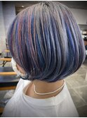 ユニコーンカラー/ミックスカラー/ショートボブ
