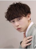 メンズマッシュパーマ韓流ツーブロック刈り上げナチュラル