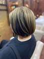 ユーアールアルシュ(UR Arche) ブリーチ後アンブレラカラーで上をベージュ中をグレーにしました