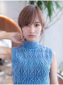 大人かわいい前髪セシルカットココアブラウンフリンジウェーブ