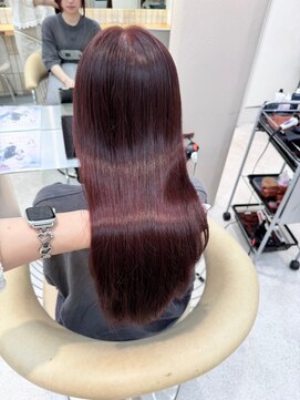 ロンドシェリ 仙台(Lond Cheri) レッドブラウン 髪質改善 縮毛矯正 ブリーチなし こなれミディ