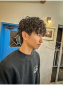 ツイストスパイラルパーマ刈り上げなしメンズカット