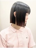 【モリオ松戸　石山】黒髪タッセルボブストレート顎ラインボブ