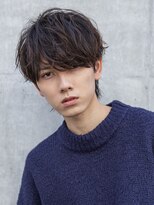 小久保styleフェザーパーマグレーブルーカラー刈り上げショート