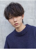 小久保styleフェザーパーマグレーブルーカラー刈り上げショート